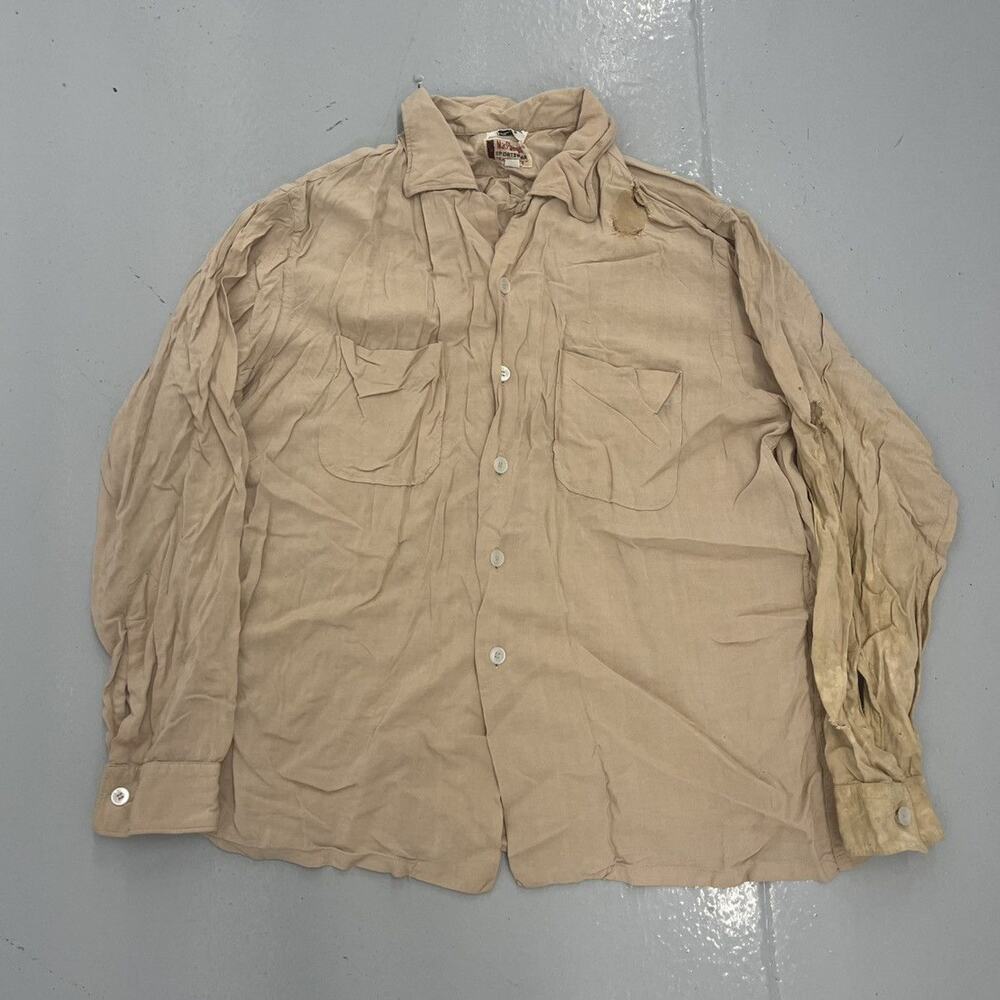 Vintage 50s MacPhergus Sportswear Tan Rayon Loop Collar